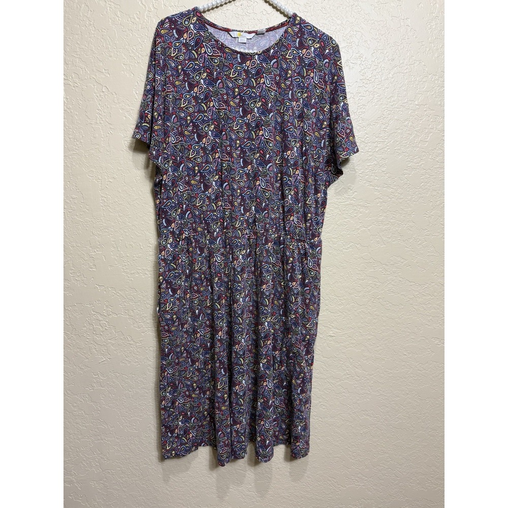 Boden Womens Paisley Print Flutter Sleeve Jersey Dress US 20/22 L Spring D0113